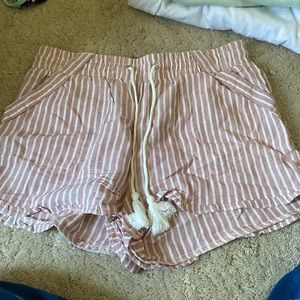 Pink & White striped Romper Shorts
